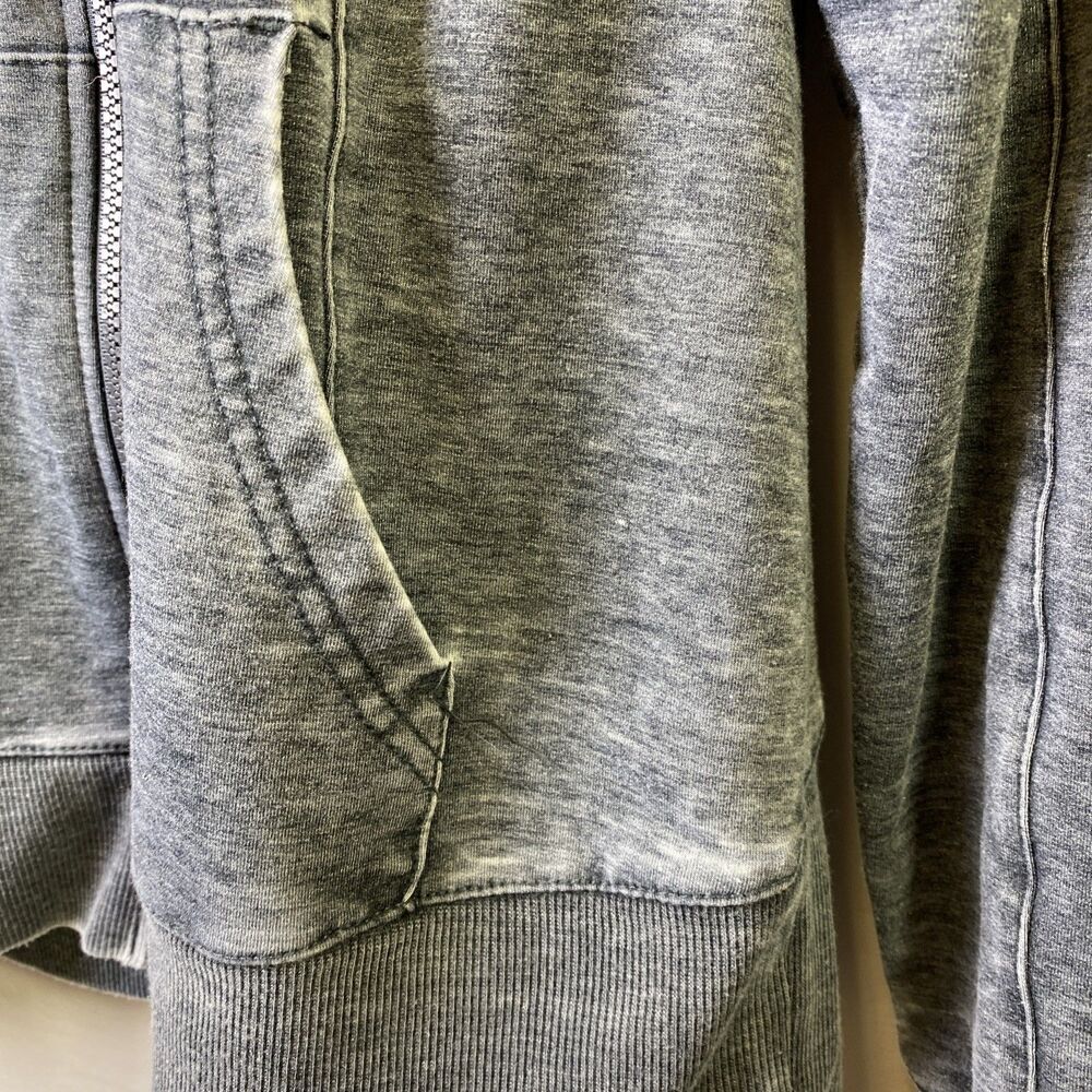 GreanTea Womens Hoodie - Size MED - Faux Distressed Heathered Gray French Terry - Picture 8 of 14